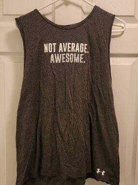 Under Armour HeatGear "Not Average Awesome" Tank Top Grey Women's XL Loose Fit